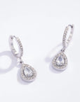 Silver Sparkly Teardrop Hoop Huggies Earrings