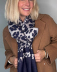 Preorder for Dispatch w/c 13/10 - Navy Mix Animal Print Blanket Scarf