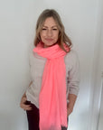 Coral Plain Lightweight Scarf