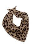 Taupe & Brown Animal Print Knitted Triangle Scarf/ Necktie
