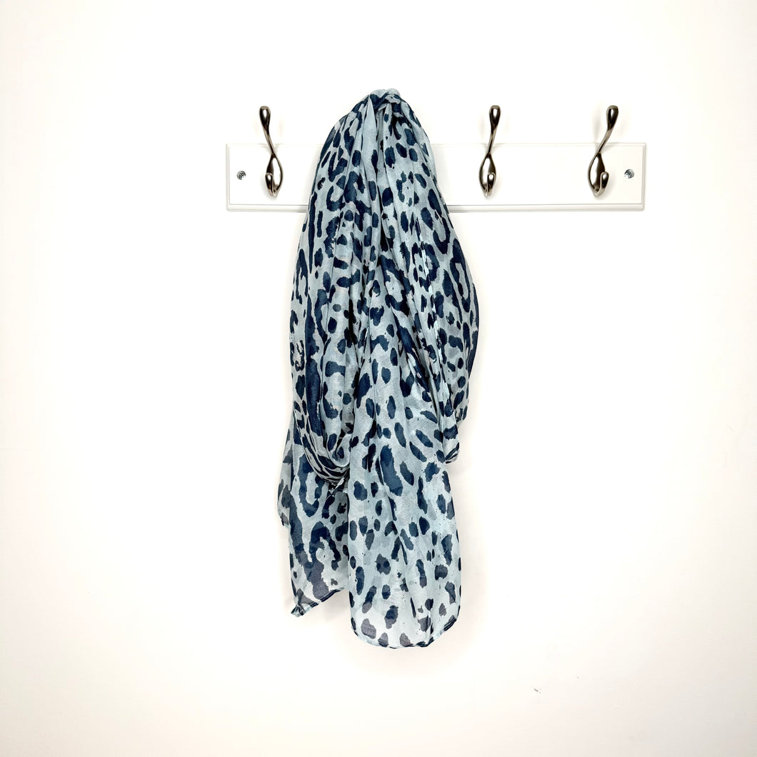 Blue Mix Leopard Print Scarf