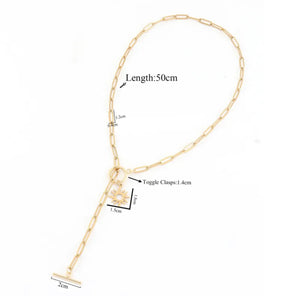 Gold Paperclip & Sunburst Necklace