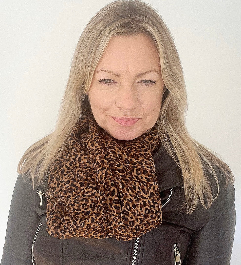 Tan Small Animal Print Scarf