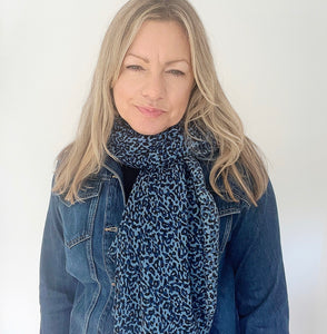 Blue Small Animal Print Scarf