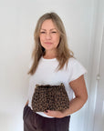 Leopard Suede Clutch/ Crossbody Bag with Chain Strap