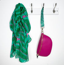 Load image into Gallery viewer, Green &amp; Pink Zebra Print Wrist Strap - Gold Hardware
