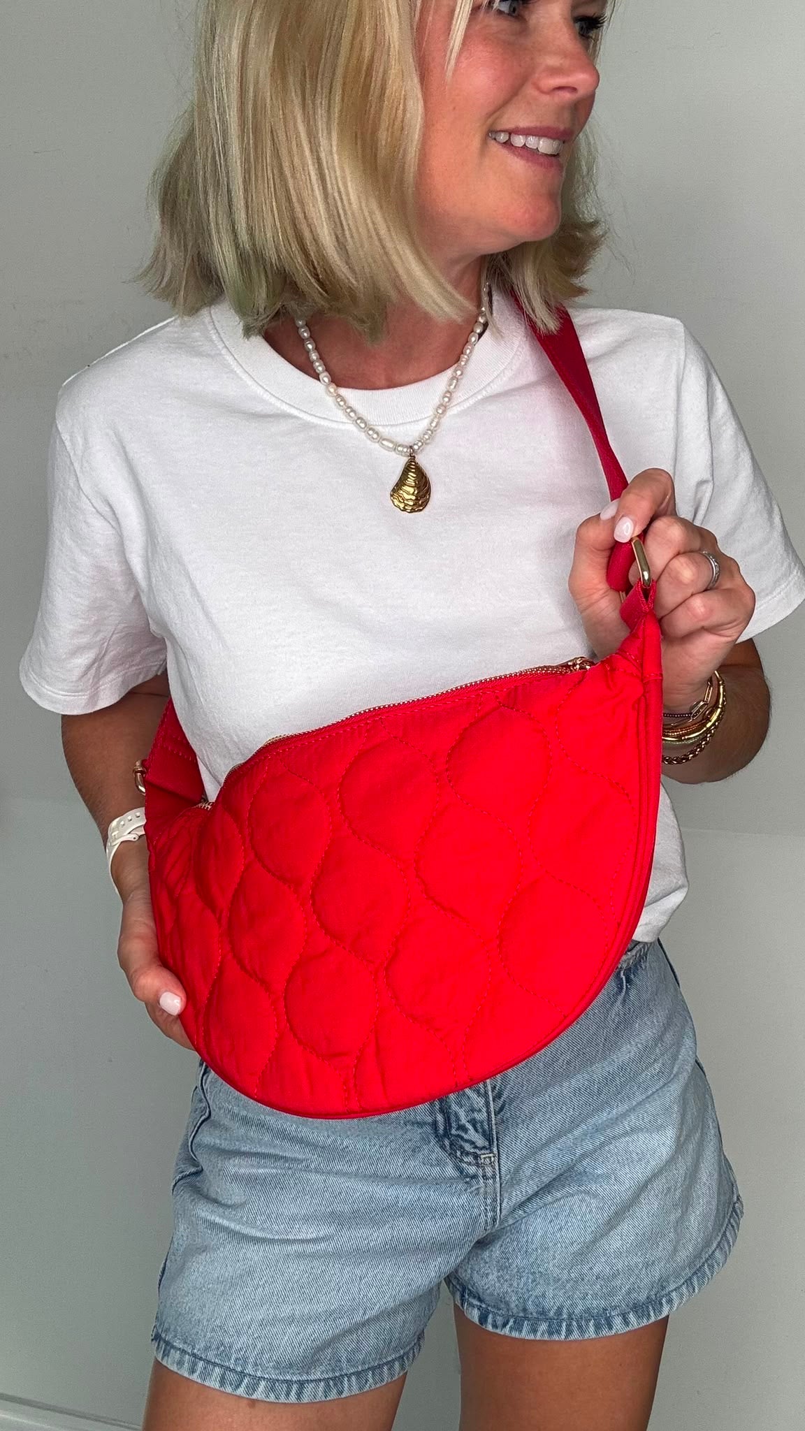 Red Quilted Crossbody Bag