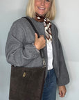 Dark Brown Suede Bucket Bag