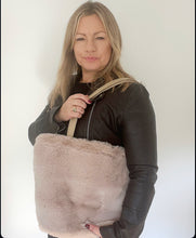 Load image into Gallery viewer, Stone Faux Fur Large Tote Bag
