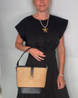 Black & Raffia Bucket Bag