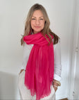 Bright Pink Plain Lightweight Scarf