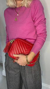Red Chevron Tassel Bag