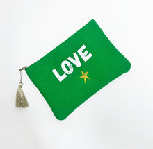 Laden Sie das Bild in den Galerie-Viewer, Bright Green LOVE Make Up Bag
