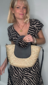 Preorder for dispatch w/c 19/05 - Black & Straw Handheld/ Crossbody Bag