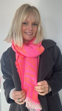 Load image into Gallery viewer, Bright Pink &amp; Orange Blanket Scarf
