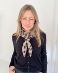 Taupe & Brown Animal Print Knitted Triangle Scarf/ Necktie