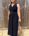 Black Bow Shoulder Maxi Dress