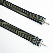 Load image into Gallery viewer, Black &amp; Gold Chevron Bag Strap - Silver Hardware
