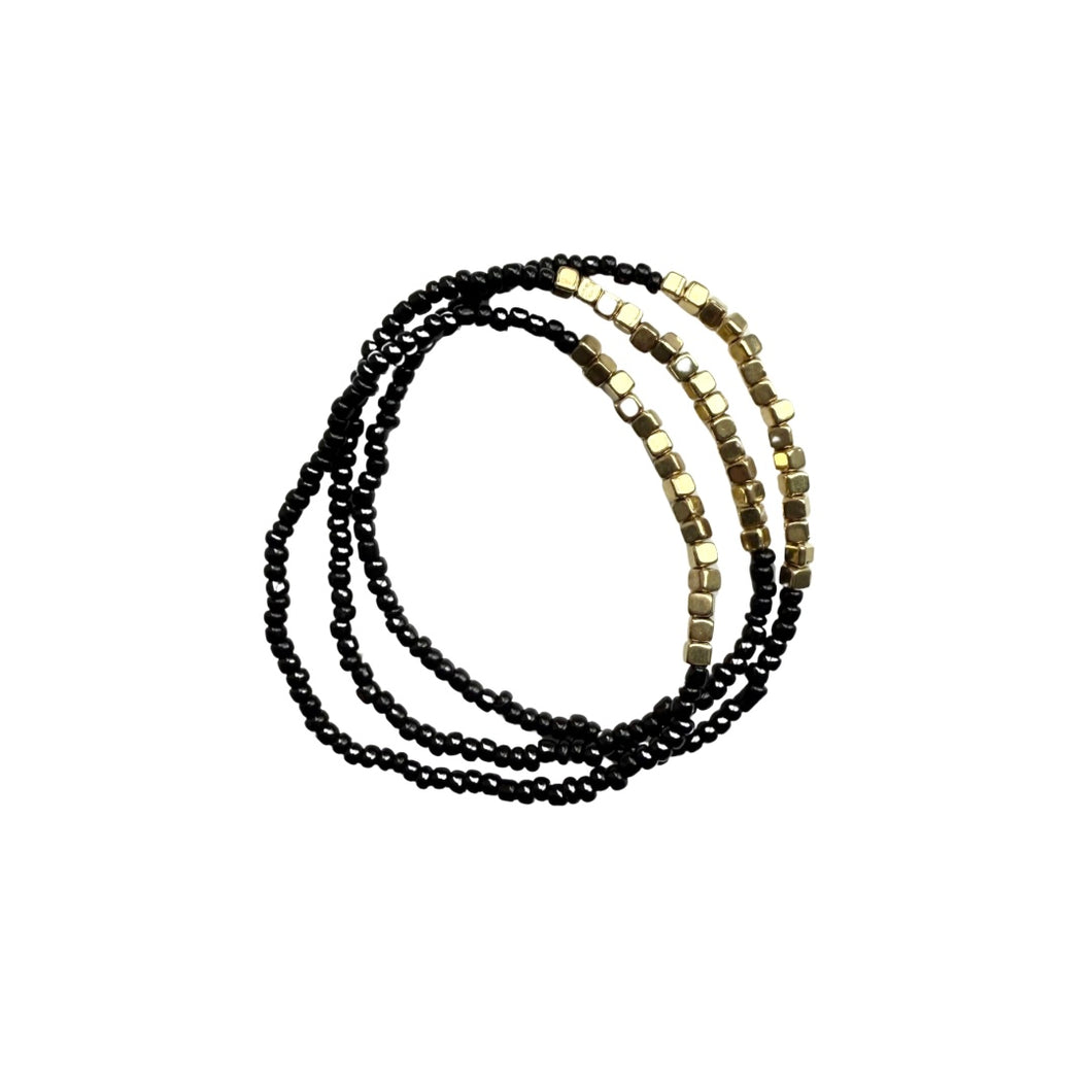 Black & Gold Beaded Bracelets