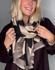 Preorder for Dispatch w/c 13/10 - Black & Pale Taupe Chevron Print Blanket Scarf