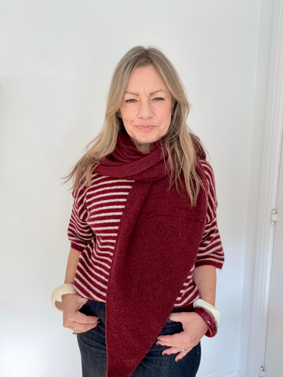 Burgundy Plain Large Triangle Scarf