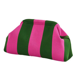 Green & Pink Stripe Knitted Cloud Bag