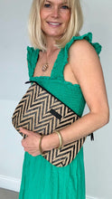 Load image into Gallery viewer, Black &amp; Beige Chevron Clutch Bag
