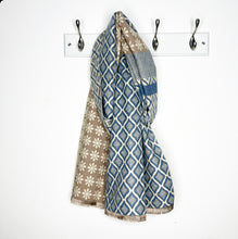 Load image into Gallery viewer, Taupe &amp; Blue Blanket Scarf
