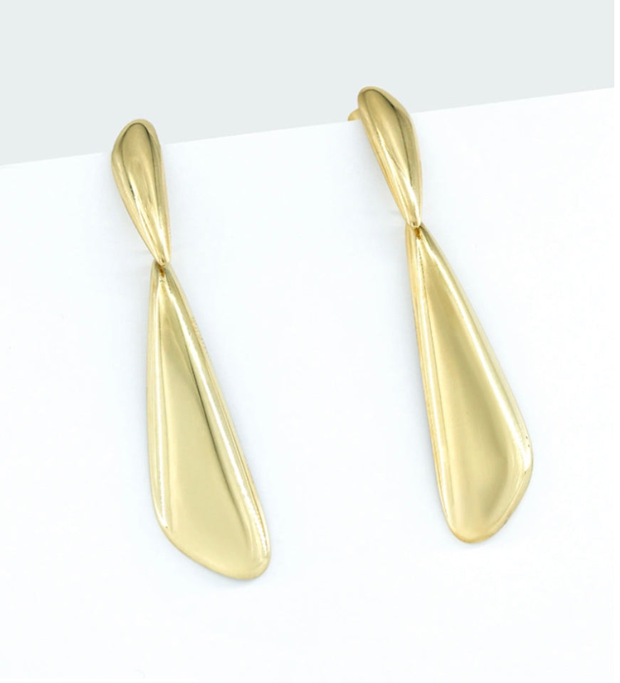 Gold Double Drop Stud Earrings