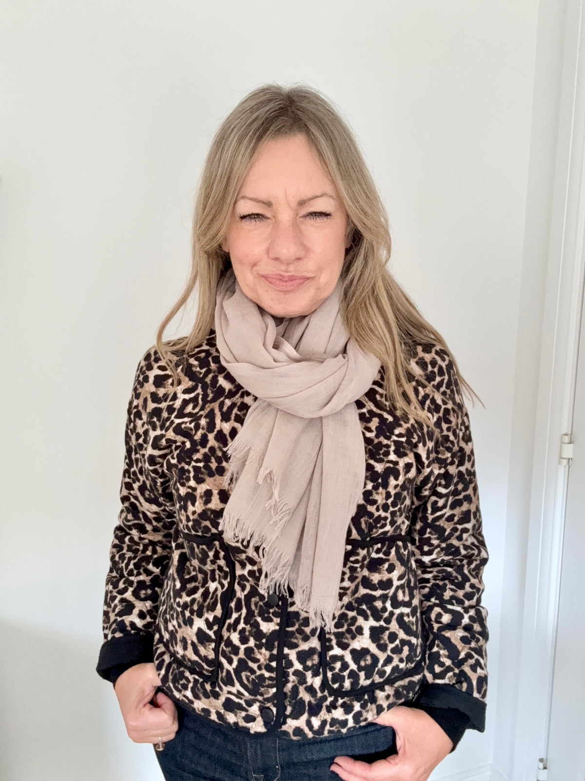 Light Taupe Plain Lightweight Scarf