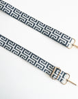Grey & White Geometric Bag Strap - Gold Hardware
