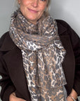 Preorder for dispatch w/c 27/10 - Taupe Animal Print Midweight Scarf