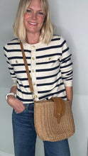 Load image into Gallery viewer, Tan &amp; Straw Crossbody Bag

