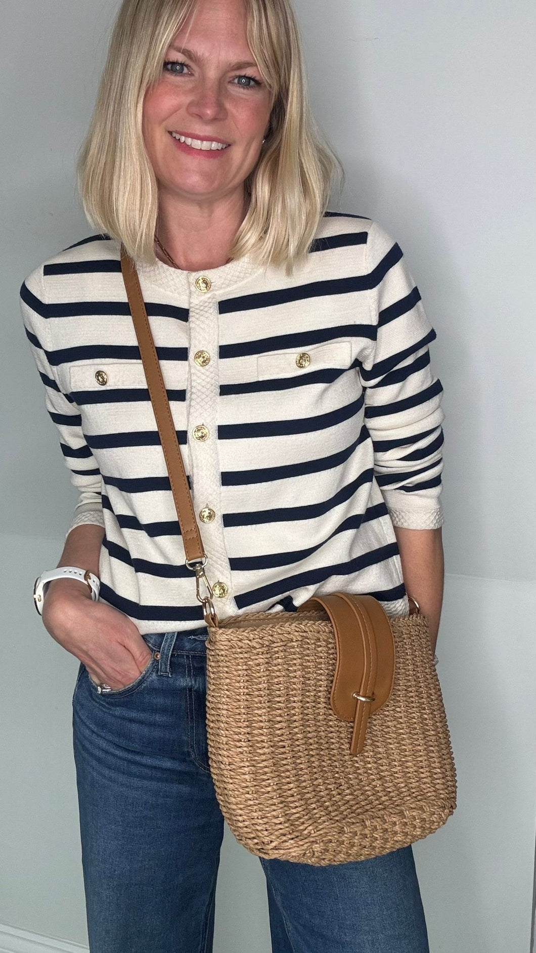 Tan & Straw Crossbody Bag
