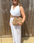 White Bow Shoulder Maxi Dress