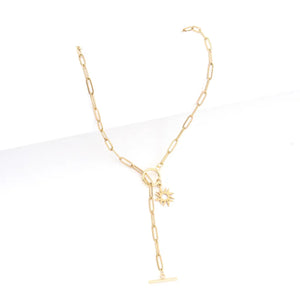 Gold Paperclip & Sunburst Necklace