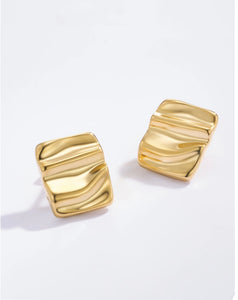 Gold Textured Stud Earrings