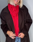 Scarlet Red Plain Lightweight Scarf