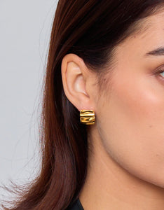 Gold Textured Stud Earrings