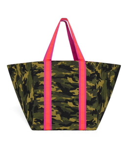 Camo Beach Bag/ Holdall with Bright Stripe Handles