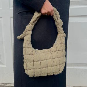 Khaki Quilted Fabric Small Shoulder/ Crossbody Bag