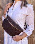 Chocolate Raffia Large Crossbody / Waist Bag