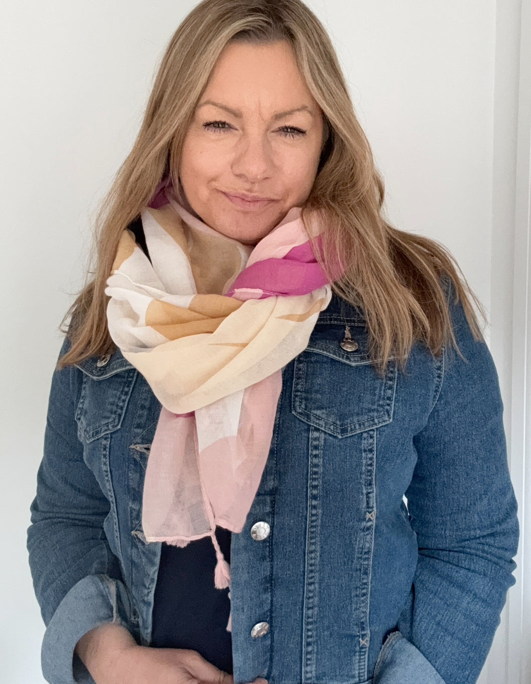 Pink Mix Tassel Scarf