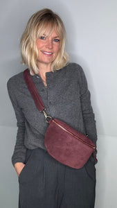 Suede Large Burgundy Crossbody/ Waist Bag