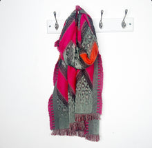 Load image into Gallery viewer, Khaki Animal Print, Bright Pink &amp; Orange Chevron Scarf
