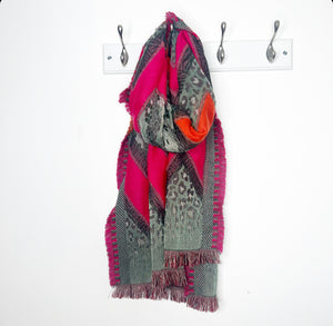 Khaki Animal Print, Bright Pink & Orange Chevron Scarf