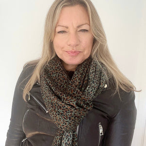 Khaki Small Animal Print Scarf