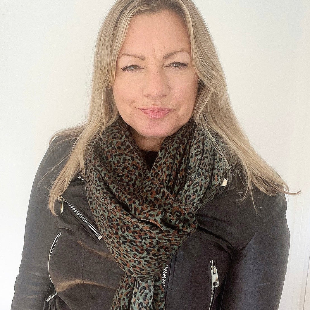 Khaki Small Animal Print Scarf