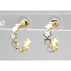 Gold & White Star Hoop Earrings