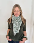 Khaki & White Leopard Print Cotton Triangle Scarf